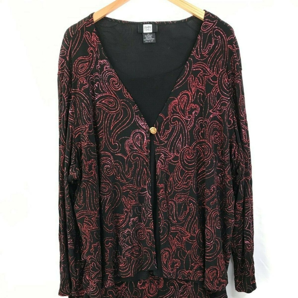 Studio 1940 Back Red Paisley Skirt Set Size 4X